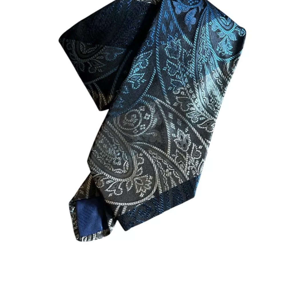 Moschino Blue and Silver Paisley Tie